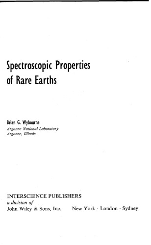 Spectroscopic Properties of Rare Earths