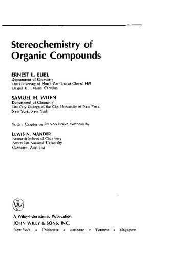 Stereochemistry of Organic Compounds