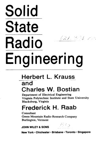 Solid State Radio Engineering