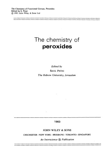 Patai Chemistry of Peroxides