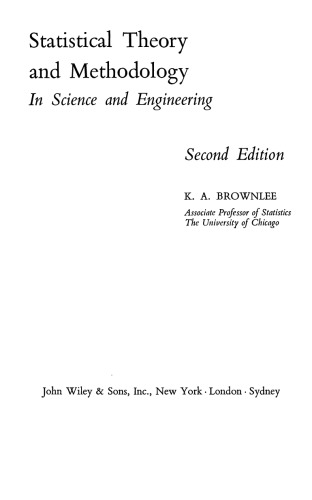 Statistical Theory and Methodology in Science and Engineering