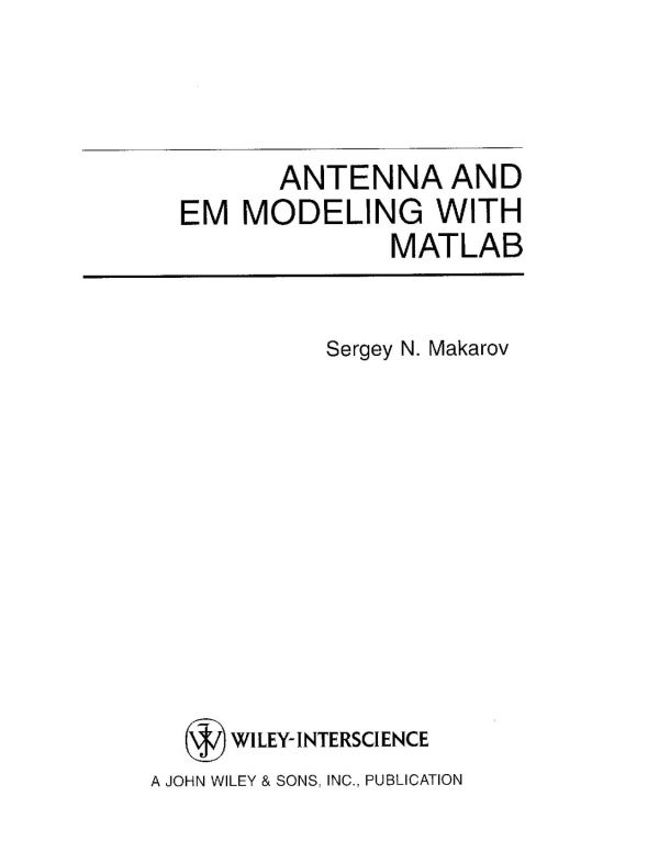 Antenna and Em Modeling with MATLAB