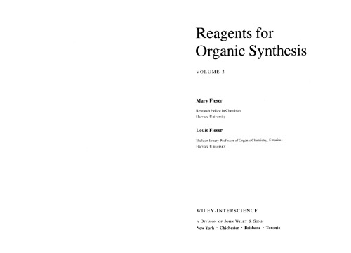 Fiesers' Reagents for Organic Synthesis