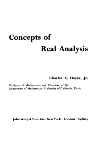 Concepts of Real Analysis