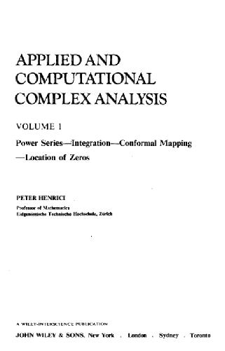 Applied and Computational Complex Analysis