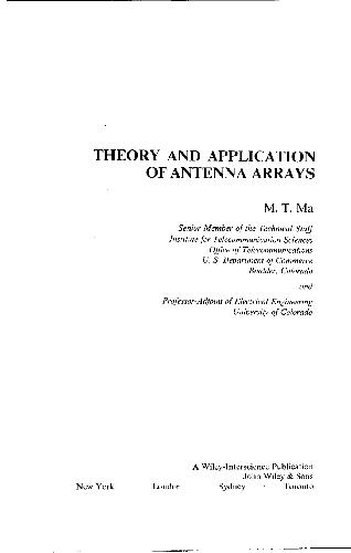 Theory And Application Of Antenna Arrays