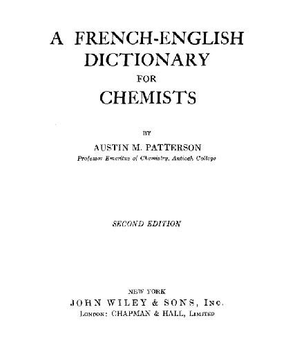French-English Dictionary for Chemists