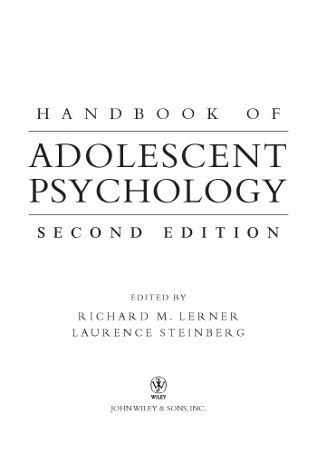 Handbook of adolescent psychology