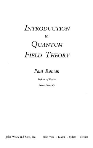 Introduction to Quantum Field Theory