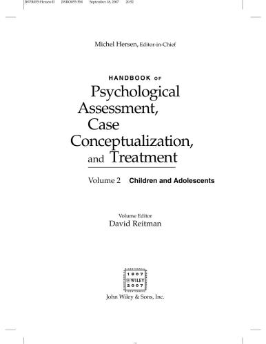 Handbook of Psychological Assessment, Case Conceptualization, and Treatment, Volume 2