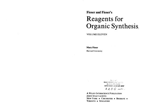 Reagents for Organic Synthesis, Vol. 11