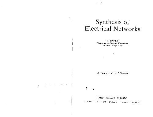 Synthesis Of Electrical Networks