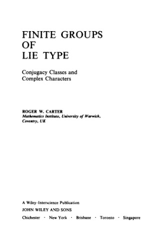 Finite Groups of Lie Type