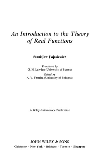 An Introduction to the Theory of Real Functions