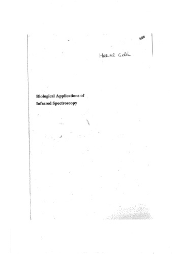 Biological Applications of Infrared Spectroscopyacol (Cloth)