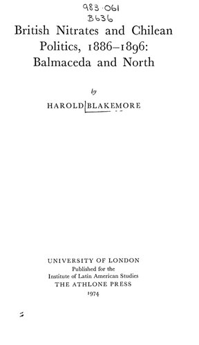 British Nitrates and Chilean Politics, 1886-1896