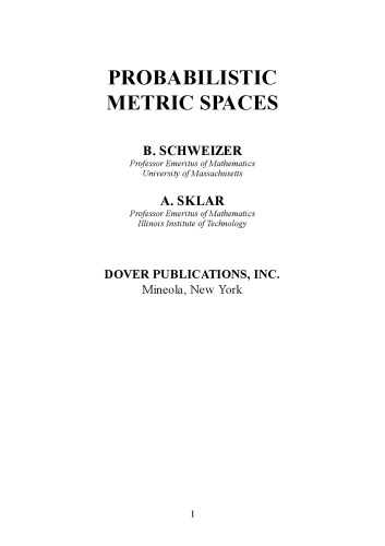 Probabilistic Metric Spaces