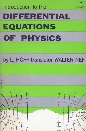 Introduction To The Differential Equations Of Physics