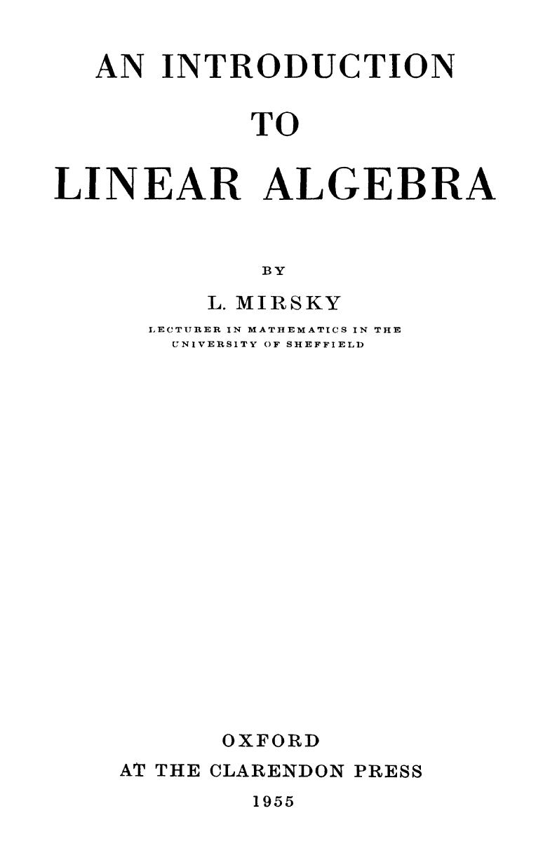 An Introduction to Linear Algebra