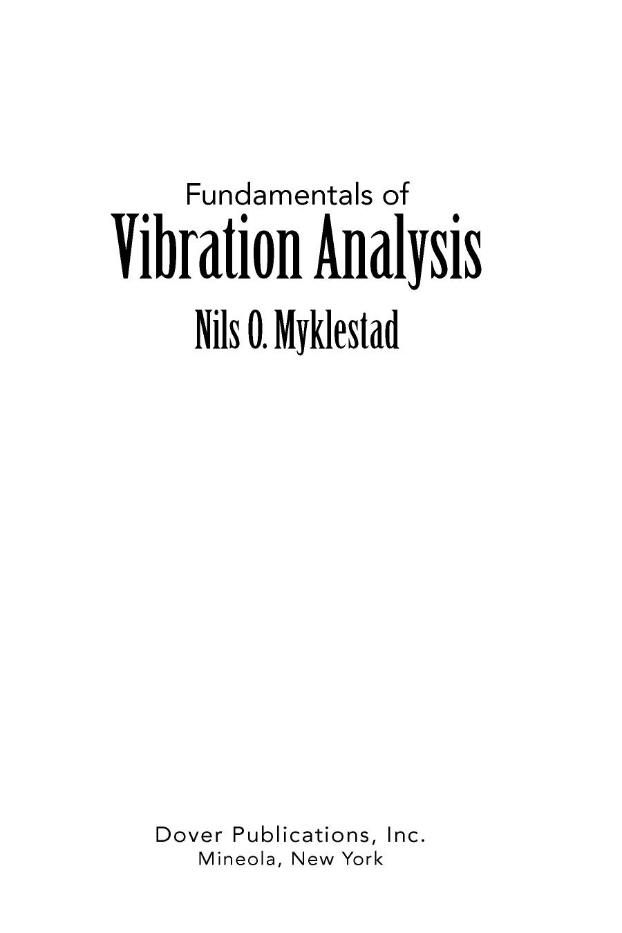 Fundamentals of Vibration Analysis