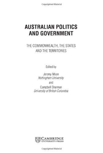 Australian politics and government : the commonwealth, the states, and the territories