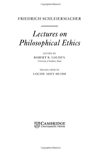 Lectures on Philosophical Ethics (Cambridge Texts in the History of Philosophy)