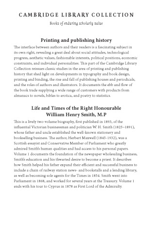 Life and Times of the Right Honourable William Henry Smith, M.P