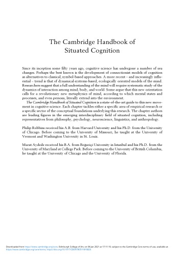 The Cambridge Handbook of Situated Cognition