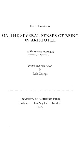 On The Several Senses Of Being In Aristotle