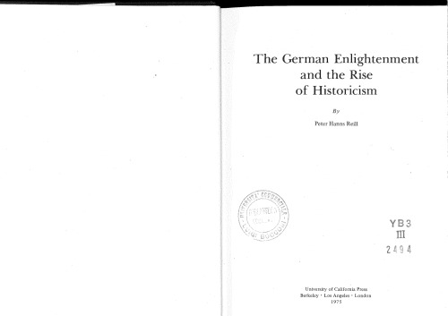 The German Enlightenment and the Rise of Historicism