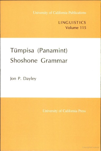 Tumpisa (Panamint) Shoshone Grammar