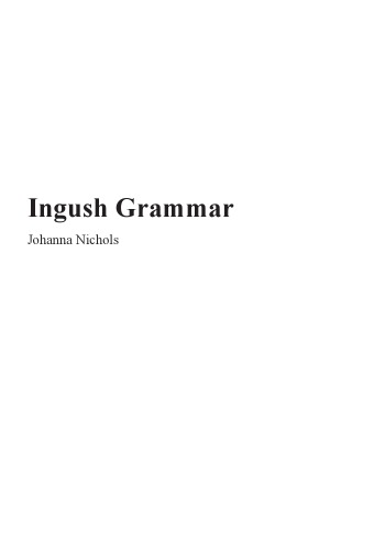 Ingush Grammar