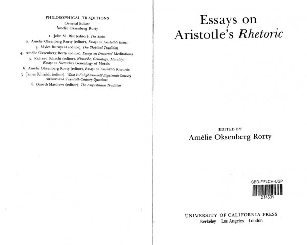 Essays on Aristotle's Rhetoric