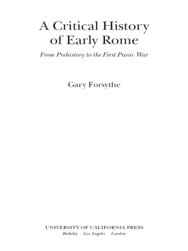 A Critical History of Early Rome