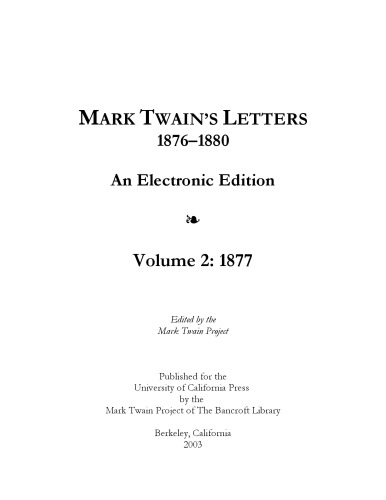 Mark Twain's Letters 1876-1880