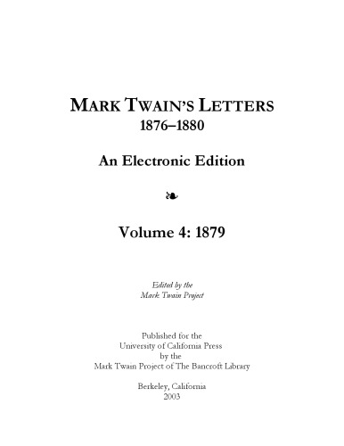 Mark Twain's Letters 1876-1880