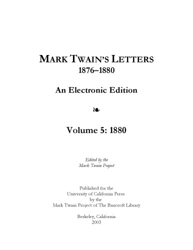 Mark Twain's Letters 1876-1880