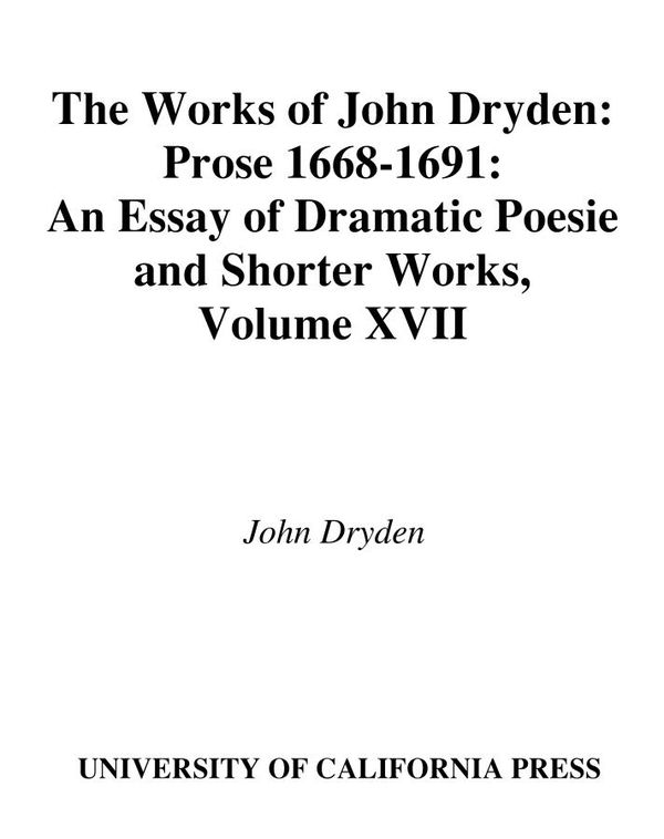 The Works of John Dryden, Volume XVII