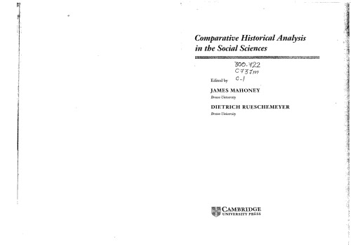 Comparative Historical Analysis in the Social Sciences