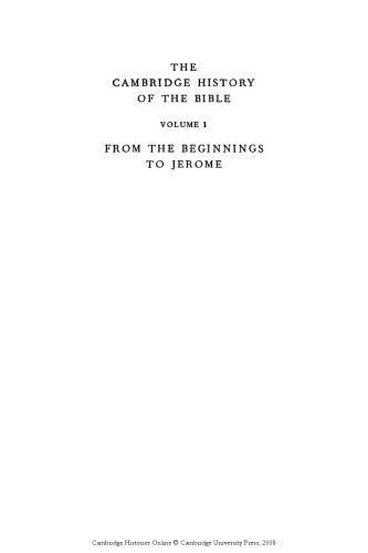 The Cambridge History of the Bible, Volume 1