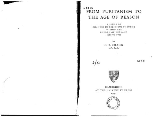 From Puritanism to the Age of Reason