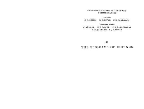The Epigrams Of Rufinus