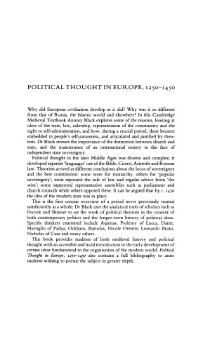 Political Thought in Europe, 1250-1450