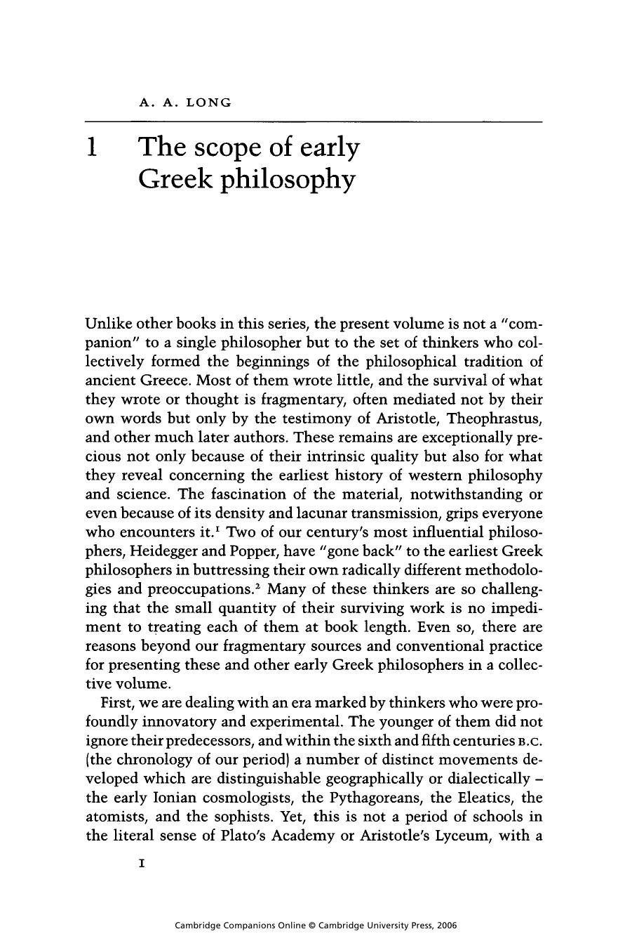 The Cambridge Companion to Early Greek Philosophy