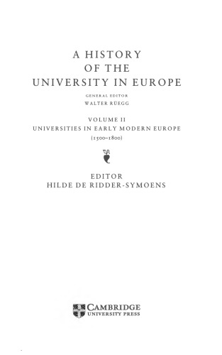 A History of the University in Europe, Volume 2