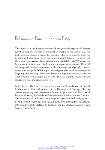 Religion and Ritual in Ancient Egypt