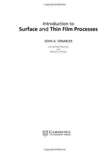 Introduction to Surface and Thin Film Processes