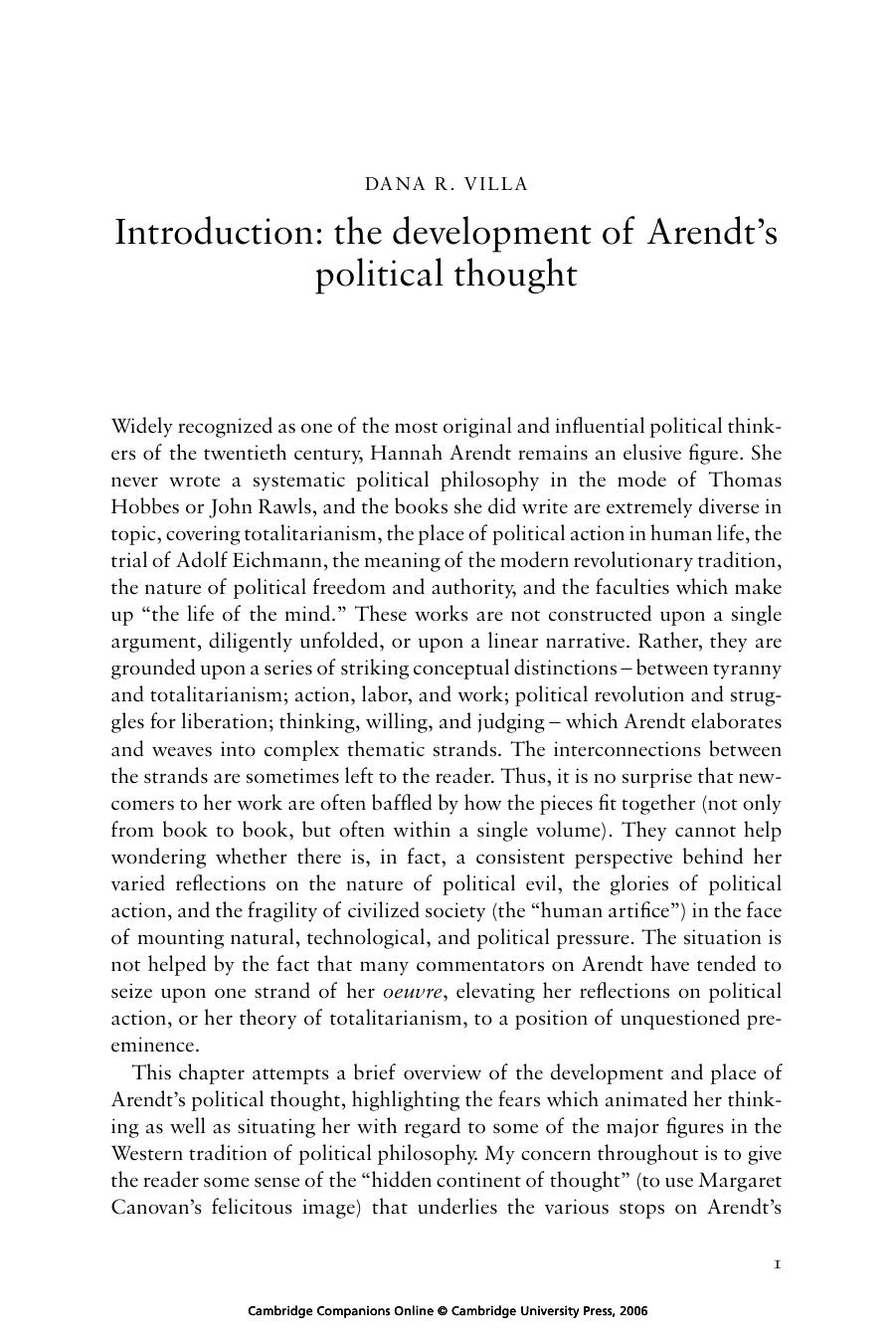 The Cambridge Companion to Hannah Arendt