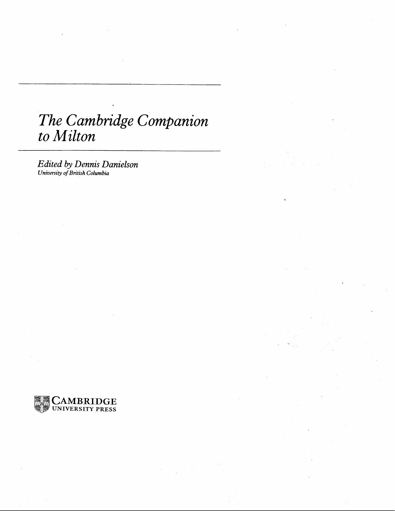 The Cambridge Companion to Milton