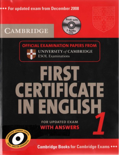 Cambridge First Certificate In English 1 For Updated Exam Student's Book With Answers